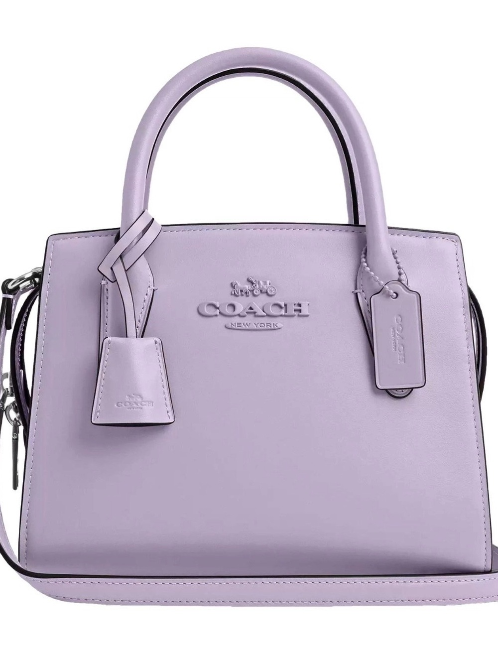 NWT Coach Andrea Small Leather Carryall Bag – Silver/Lilac
